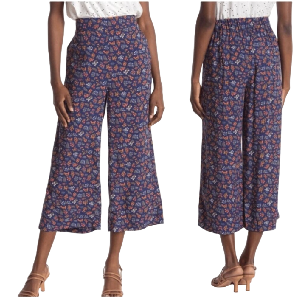 Madewell Garden Party Floral Wide Leg Pants High Rise Crop Size Small